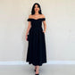 Schwarzes Off-Shoulder-Jacquard-Midikleid – Sommerliche Eleganz im klassischen Stil