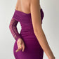 Lila One-Shoulder-Drapé-Midikleid – Geformte Eleganz für jede Saison