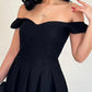 Schwarzes Off-Shoulder-Jacquard-Midikleid – Sommerliche Eleganz im klassischen Stil